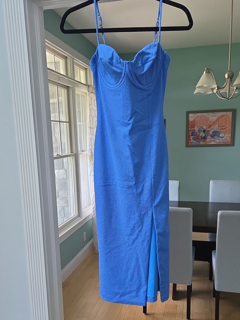 ViX Paula Hermanny Vibrant Blue Midi Bodycon Dress with Sweetheart Bust